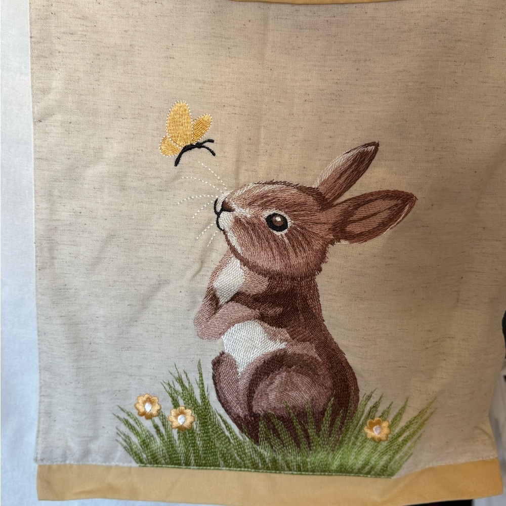 Cream Table Runner with Rabbit Design - Picture 2 of 3
